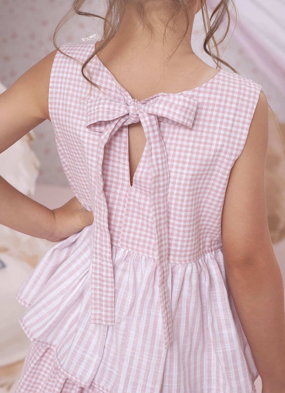 Vestido Algodão Mix Listras e Xadrez