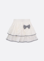 Saia Short Algodão Babados Laço Puffer Xadrez