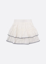 Saia Short Algodão Babados Laço Puffer Xadrez
