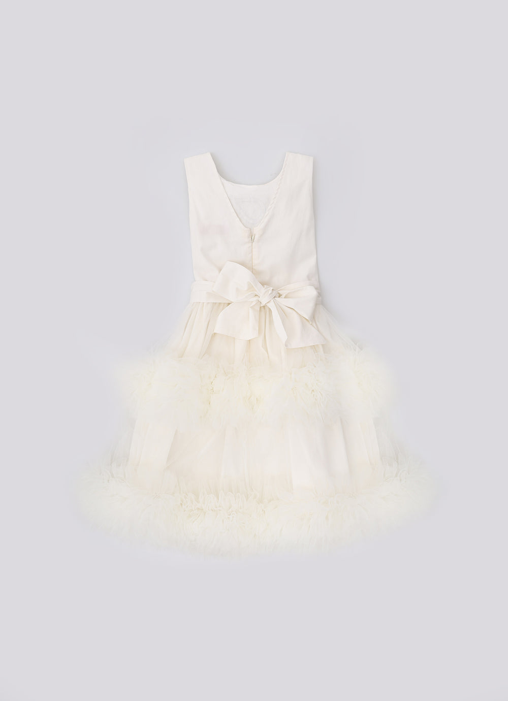 Vestido Festa Saia Tule Frufru Laço Bordado
