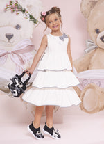 Vestido Tricoline Babados Laço Xadrez