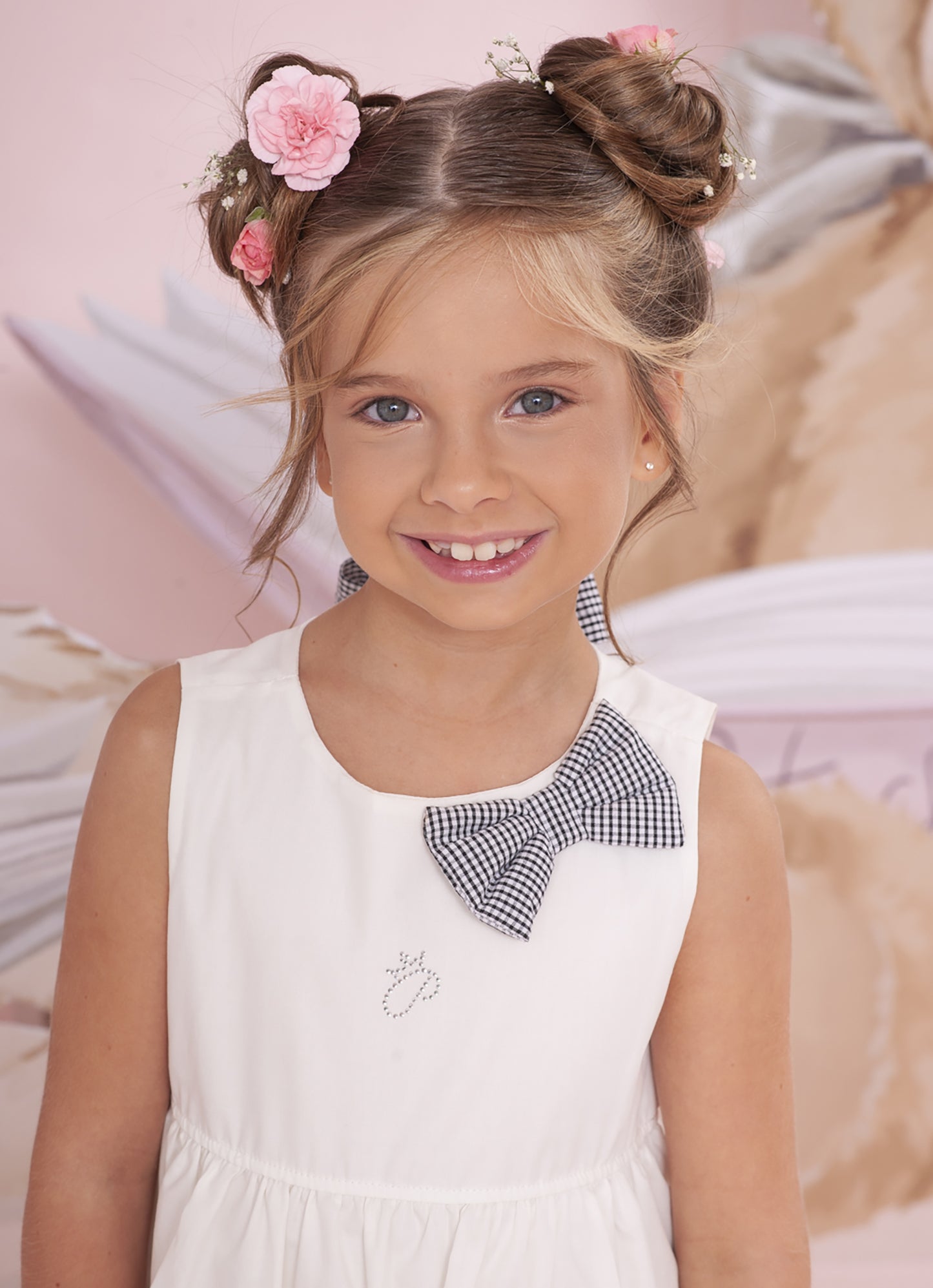 Vestido Tricoline Babados Laço Xadrez