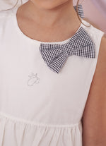 Vestido Tricoline Babados Laço Xadrez