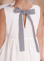 Vestido Tricoline Babados Laço Xadrez
