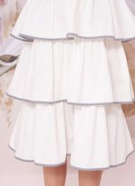 Vestido Tricoline Babados Laço Xadrez