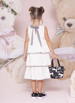 Vestido Tricoline Babados Laço Xadrez