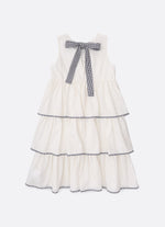 Vestido Tricoline Babados Laço Xadrez