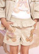 Short Sarja Babado Ursinhos Cristal