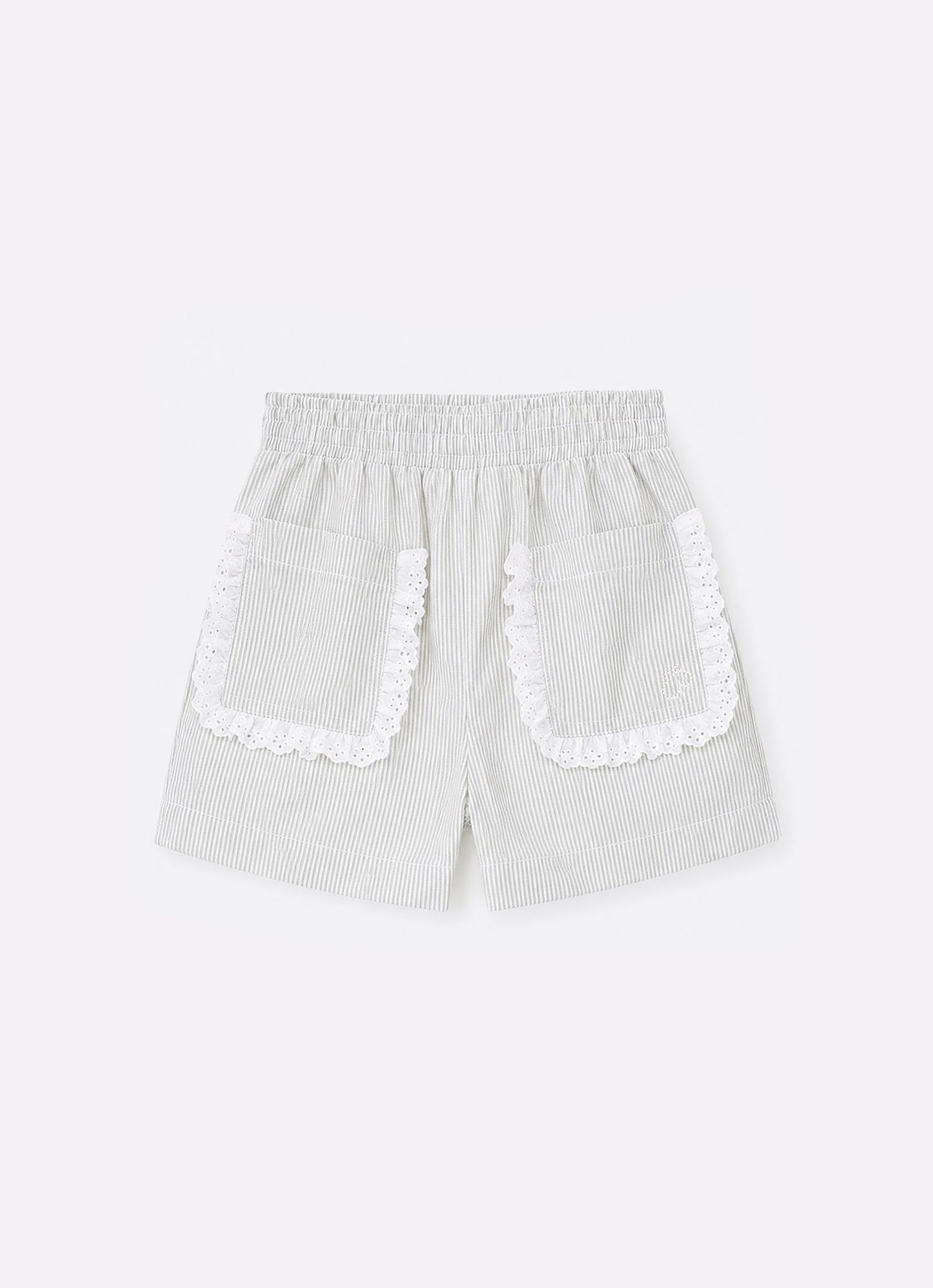 Short Algodão Listrado Bolsos Babadinho