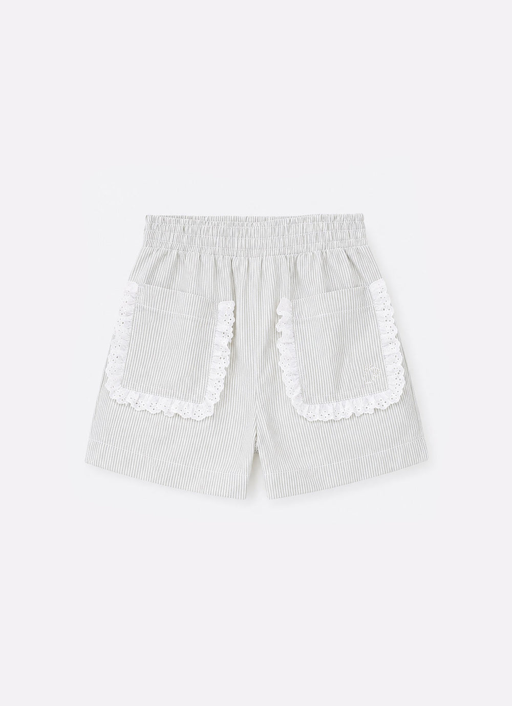 Short Algodão Listrado Bolsos Babadinho
