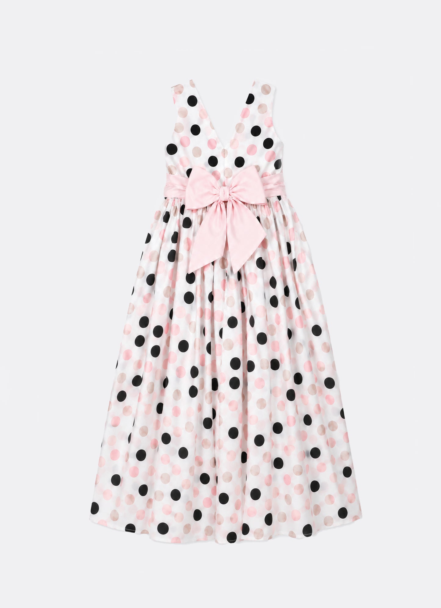 Vestido Midi Estampa Poá Colorido Cinto Multi Laços