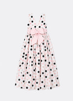 Vestido Midi Estampa Poá Colorido Cinto Multi Laços