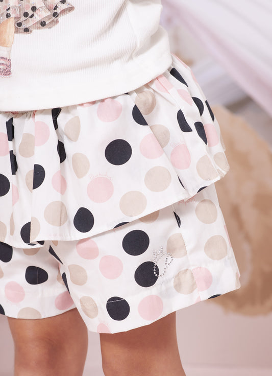 Short Algodão Estampa Poá Babado