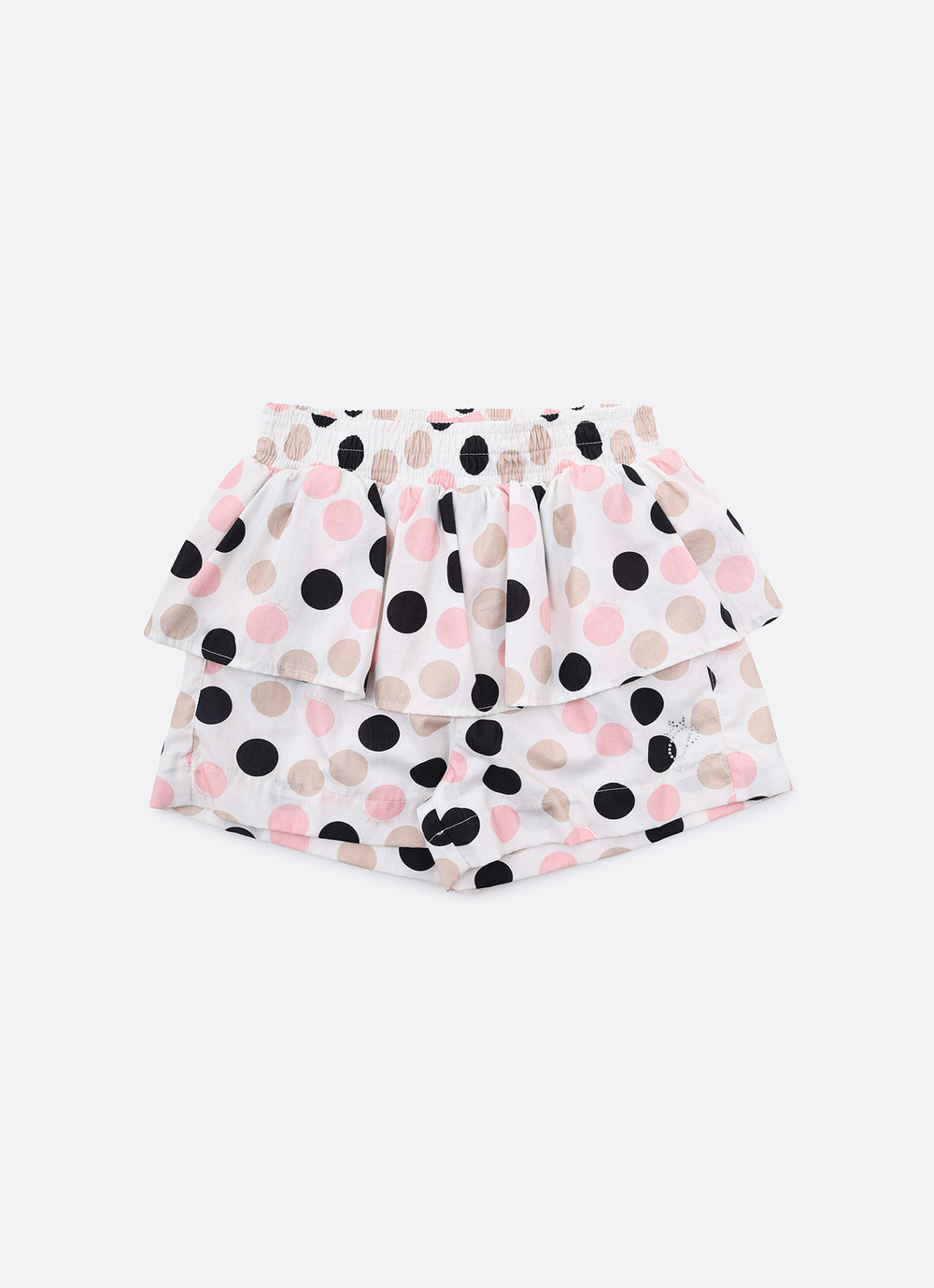 Short Algodão Estampa Poá Babado