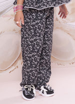 Calça Reta Algodão Floral e Laços