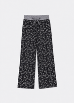 Calça Reta Algodão Floral e Laços