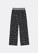Calça Reta Algodão Floral e Laços
