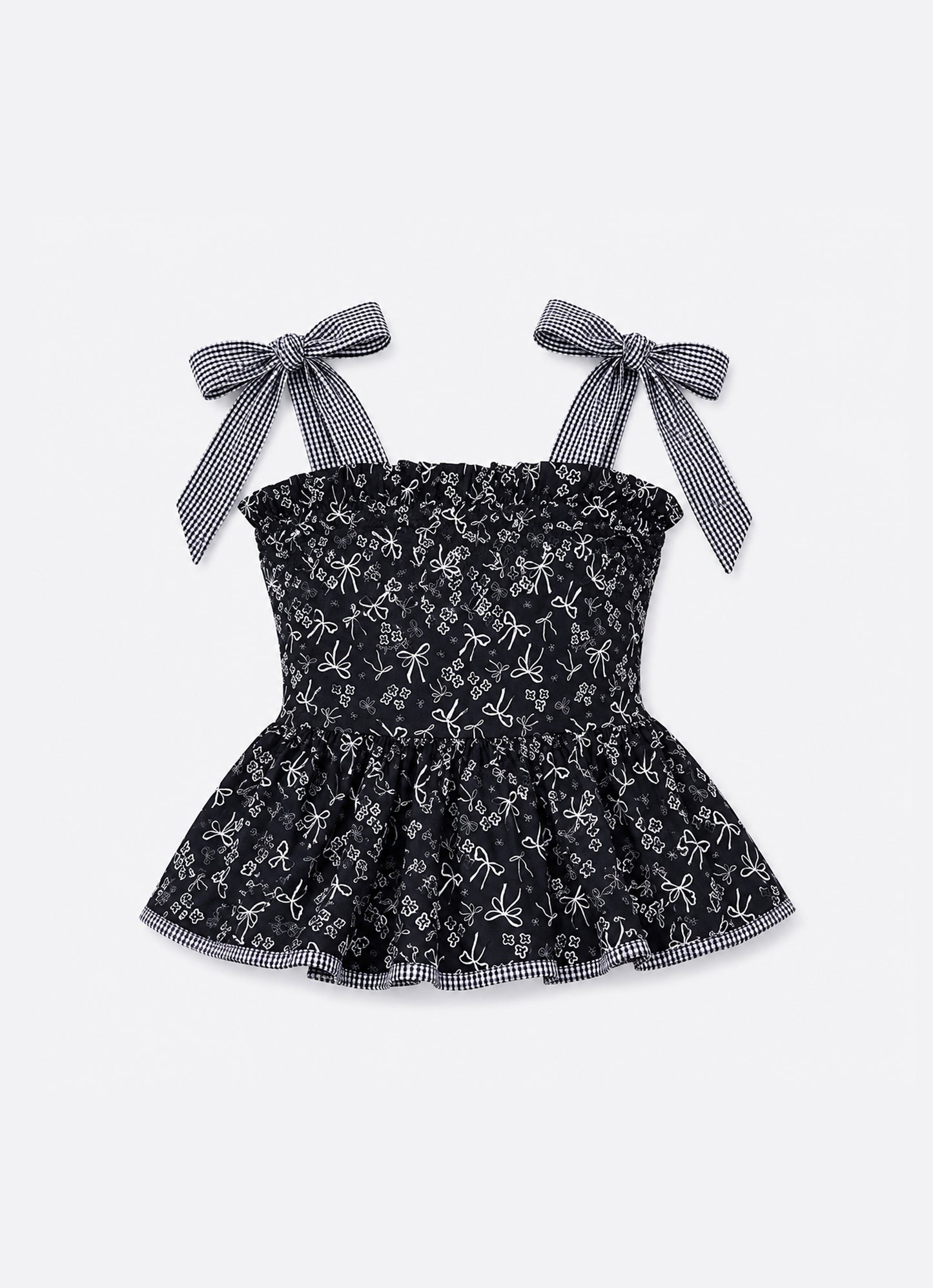 Blusa Algodão Floral Babado e Xadrez
