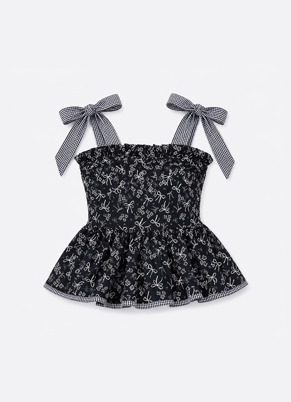 Blusa Algodão Floral Babado e Xadrez