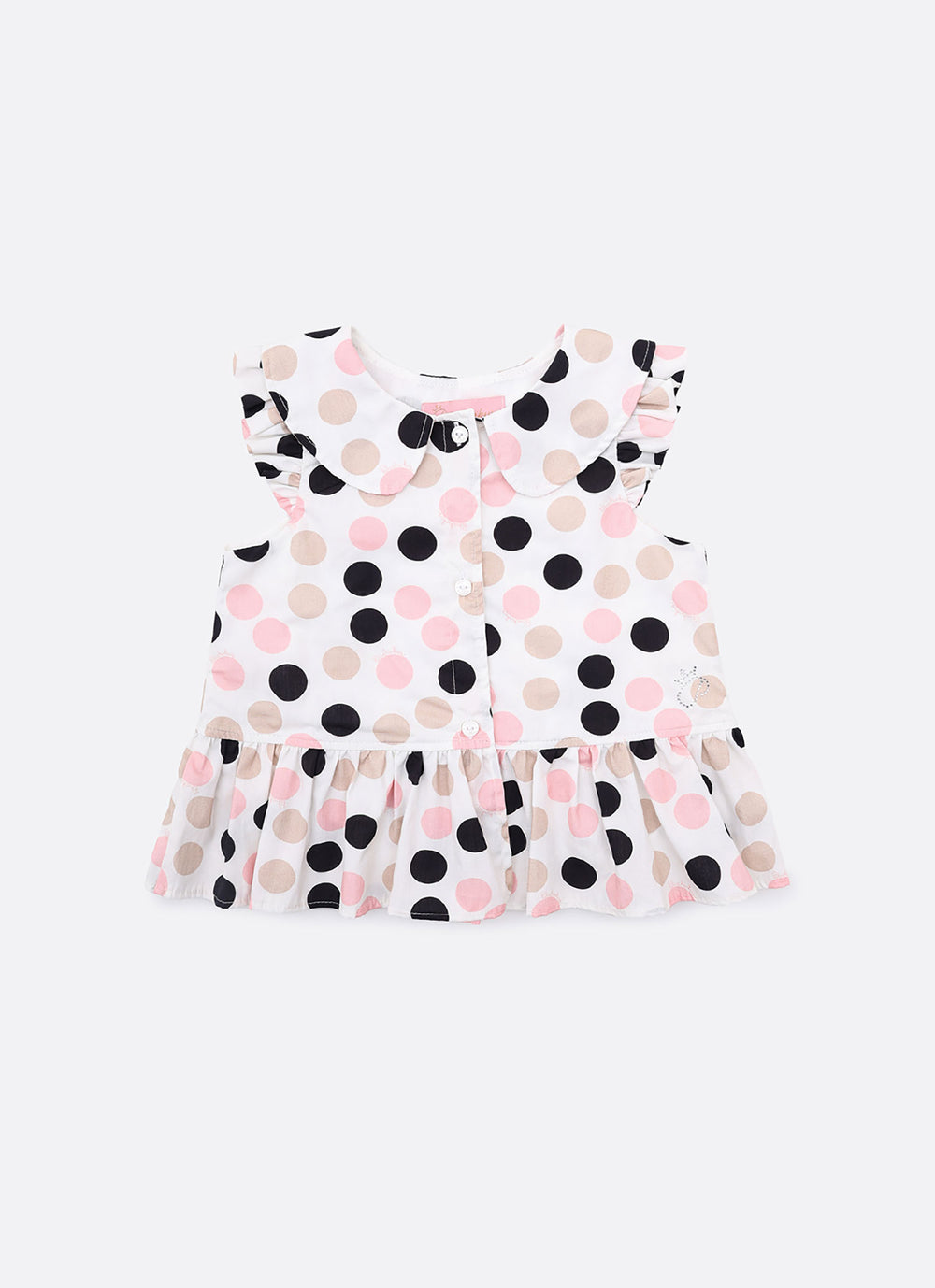 Camisa Algodão Estampa Poá Babado