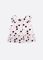 Camisa Algodão Estampa Poá Babado