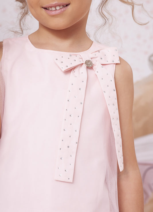 Blusa Algodão com Tule Sobreposto