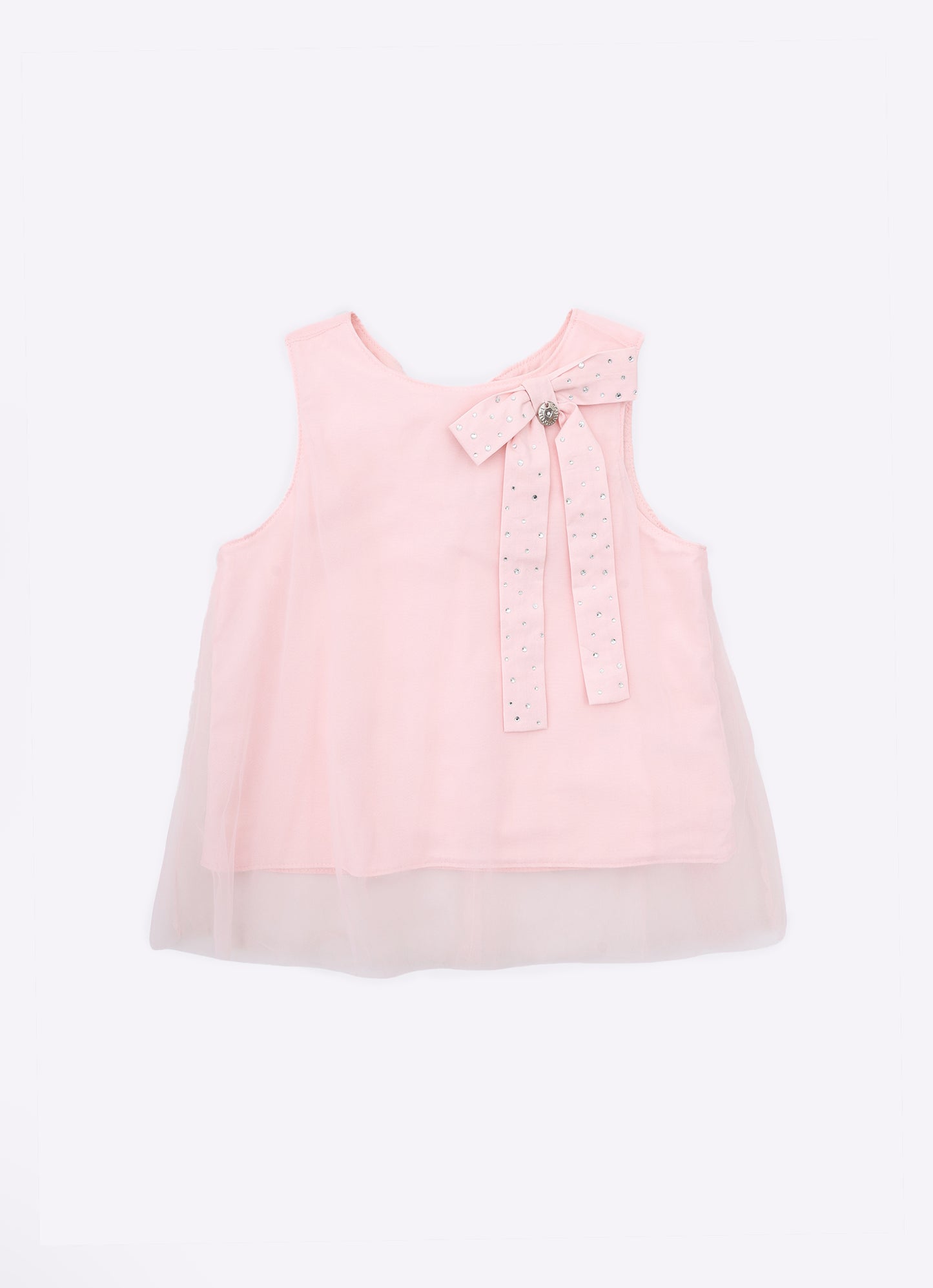 Blusa Algodão com Tule Sobreposto