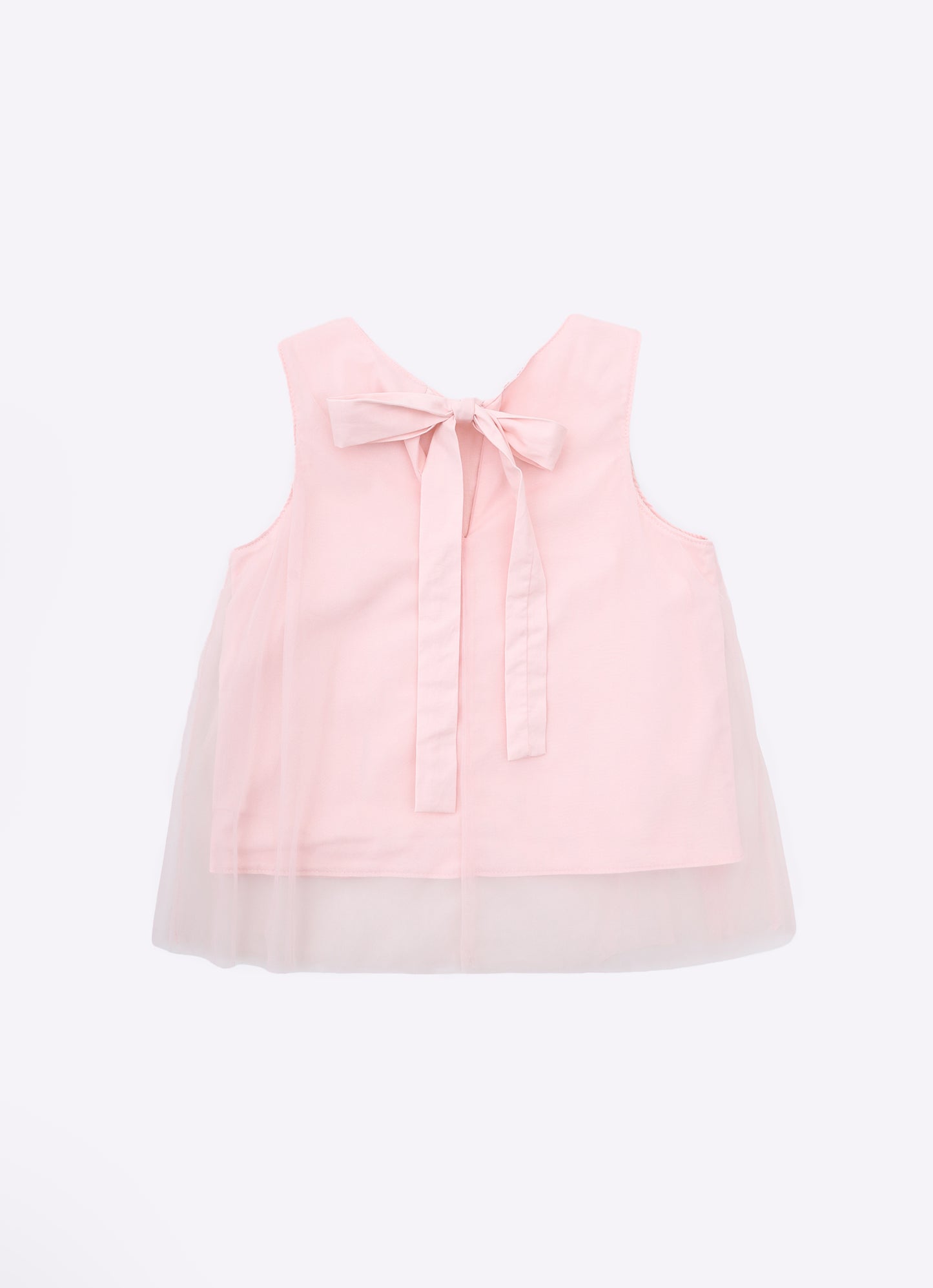 Blusa Algodão com Tule Sobreposto