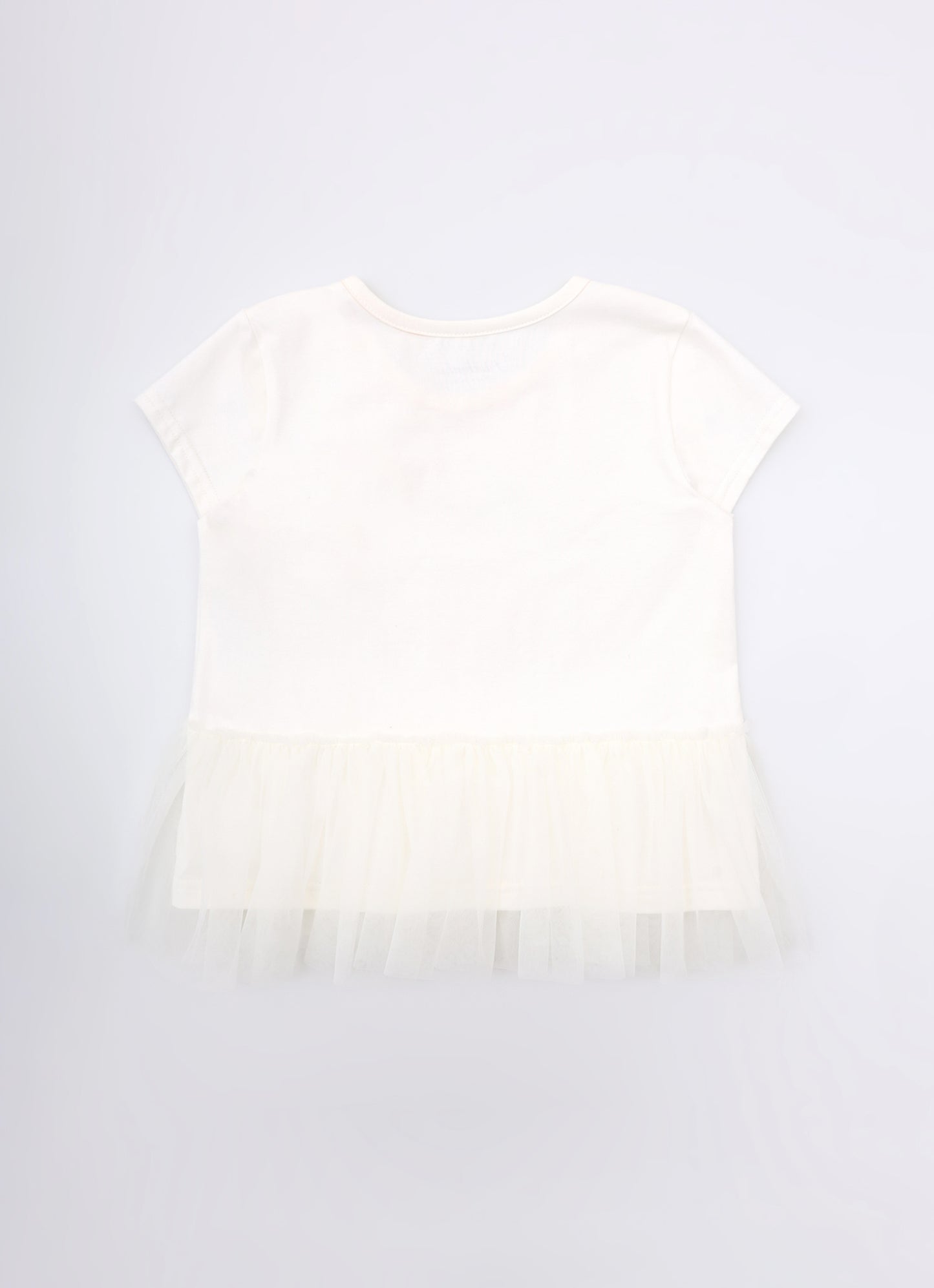 Blusa Cotton Babado Tule Laço Renda