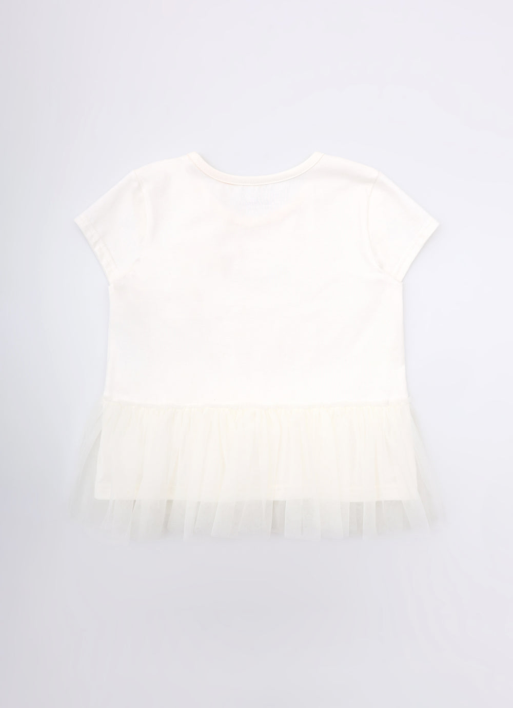 Blusa Cotton Babado Tule Laço Renda