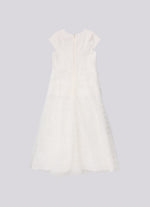 Vestido Longo Tule Babados Laço Bordado