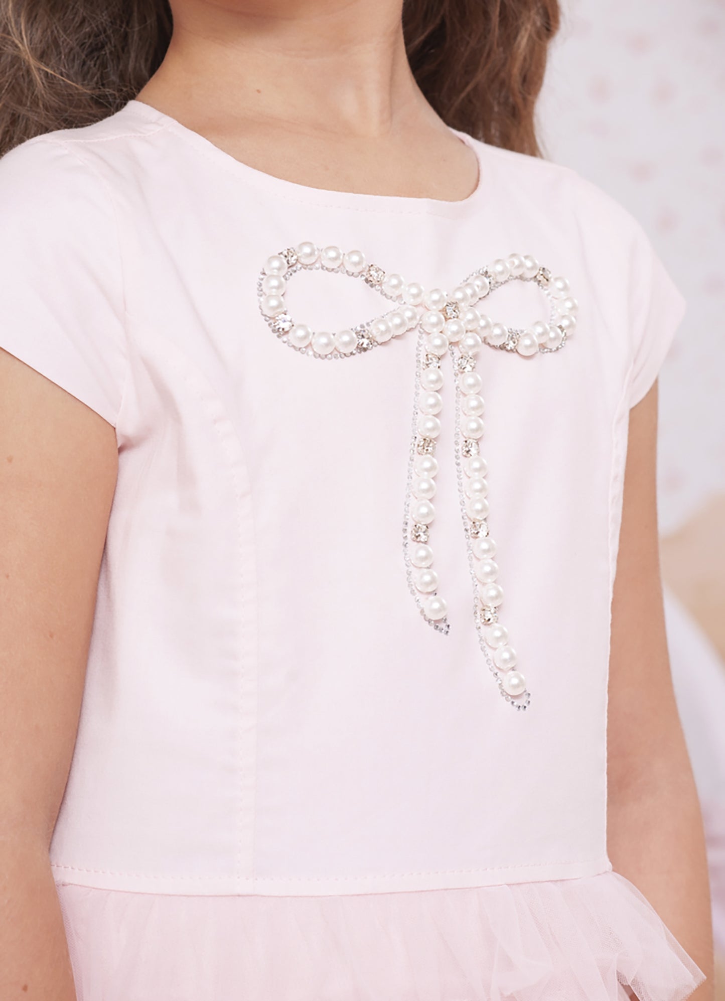 Vestido Longo Tule Babados Laço Bordado