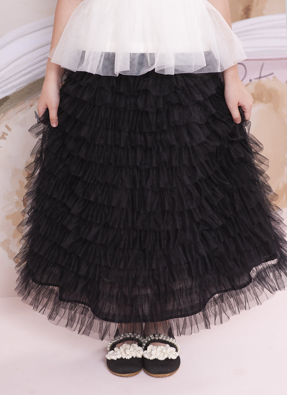 Saia Short Midi Tule Babados