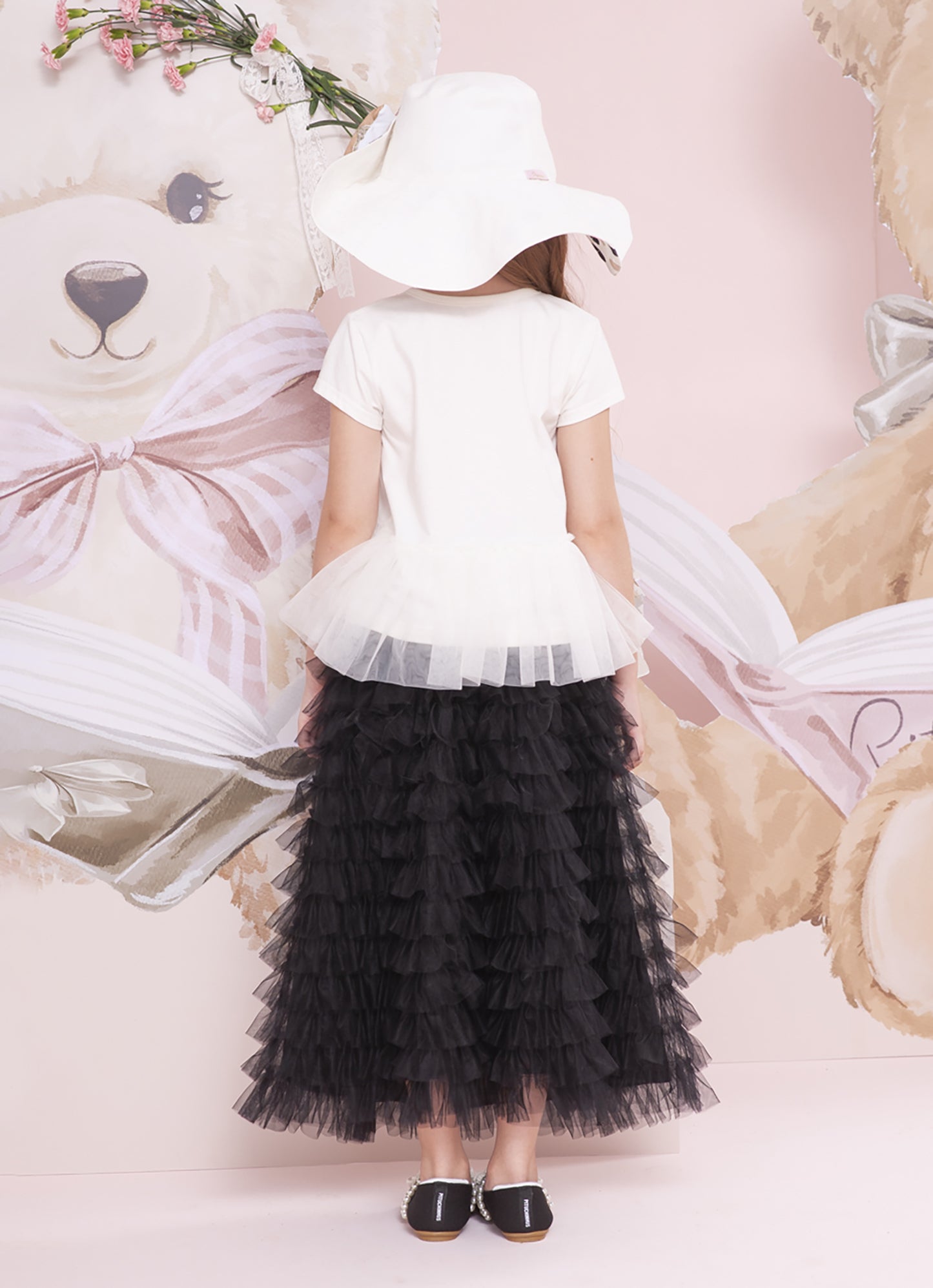 Saia Short Midi Tule Babados
