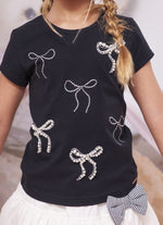 Blusa Cotton Multi Laços Cristais e Bordados
