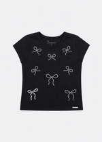 Blusa Cotton Multi Laços Cristais e Bordados
