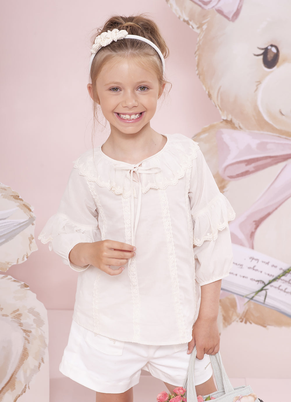 Blusa Bata Algodao Broderi e Renda