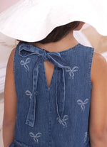 Blusa Jeans Fino Lacinhos Bordados