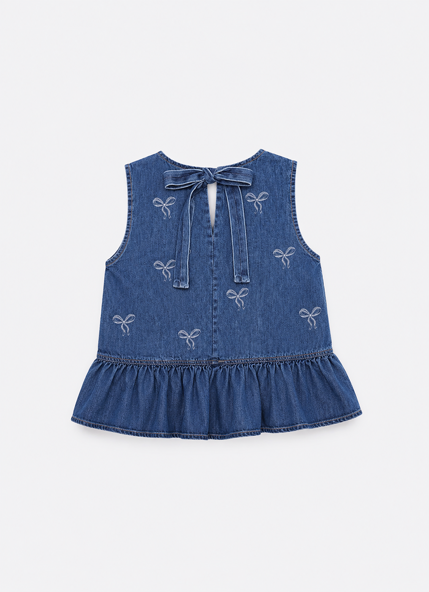 Blusa Jeans Fino Lacinhos Bordados