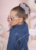 Camisa Jeans Fino Laços Babado Cristal