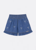 Short Jeans Fino Lacinhos Bordados