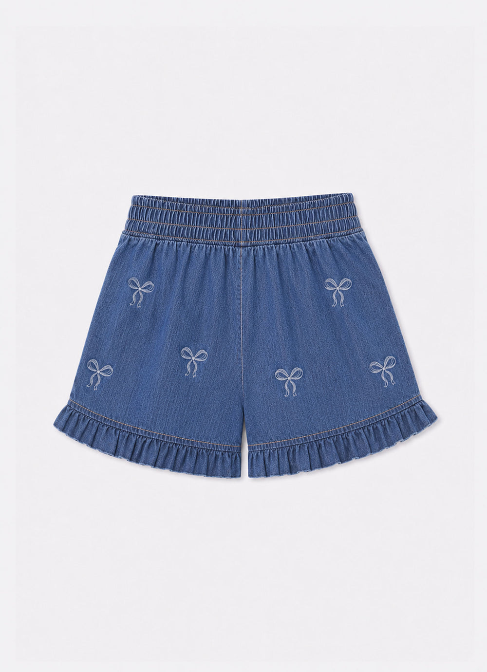 Short Jeans Fino Lacinhos Bordados