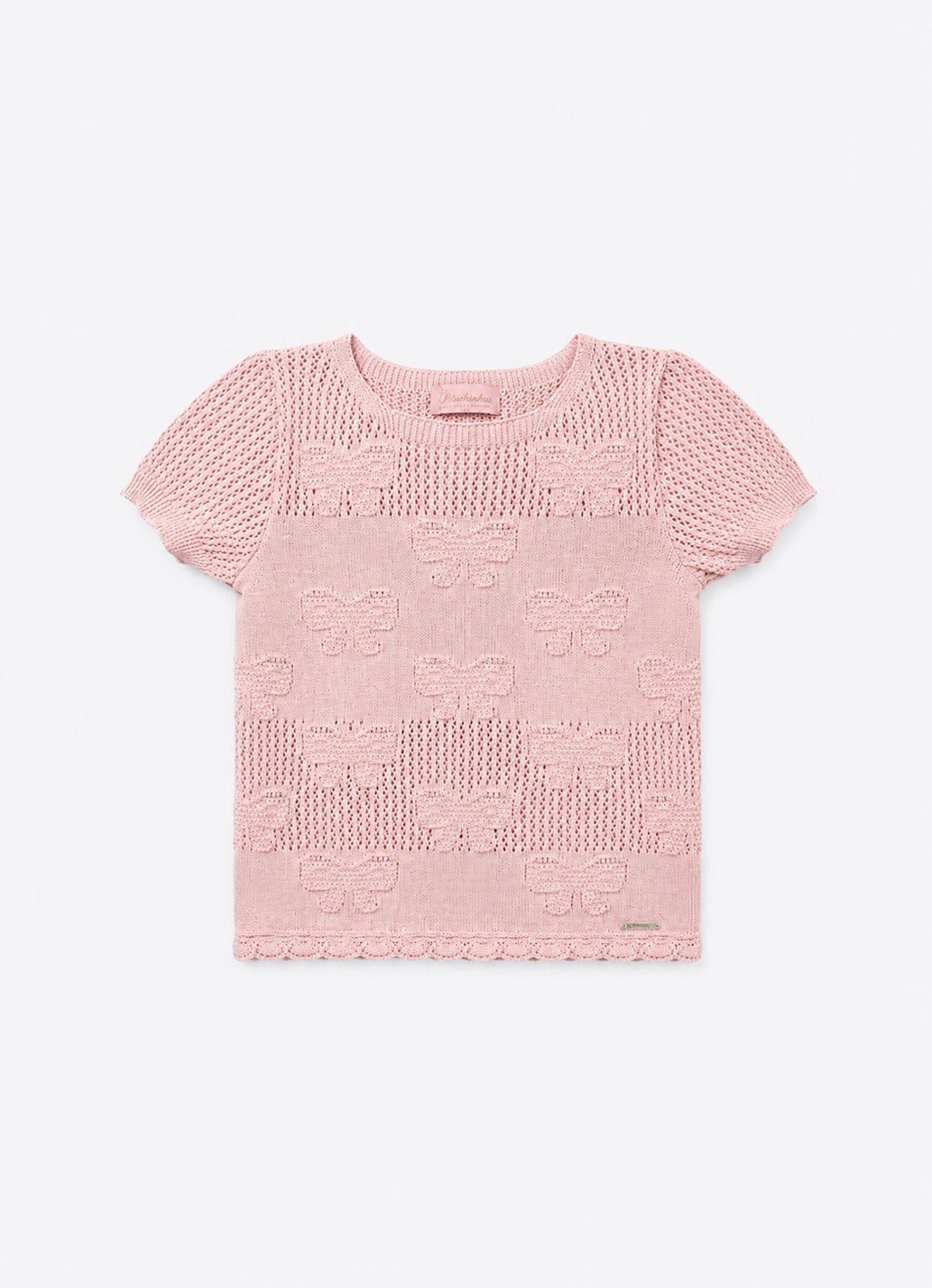 Blusa Tricot Ponto Rendado Laços