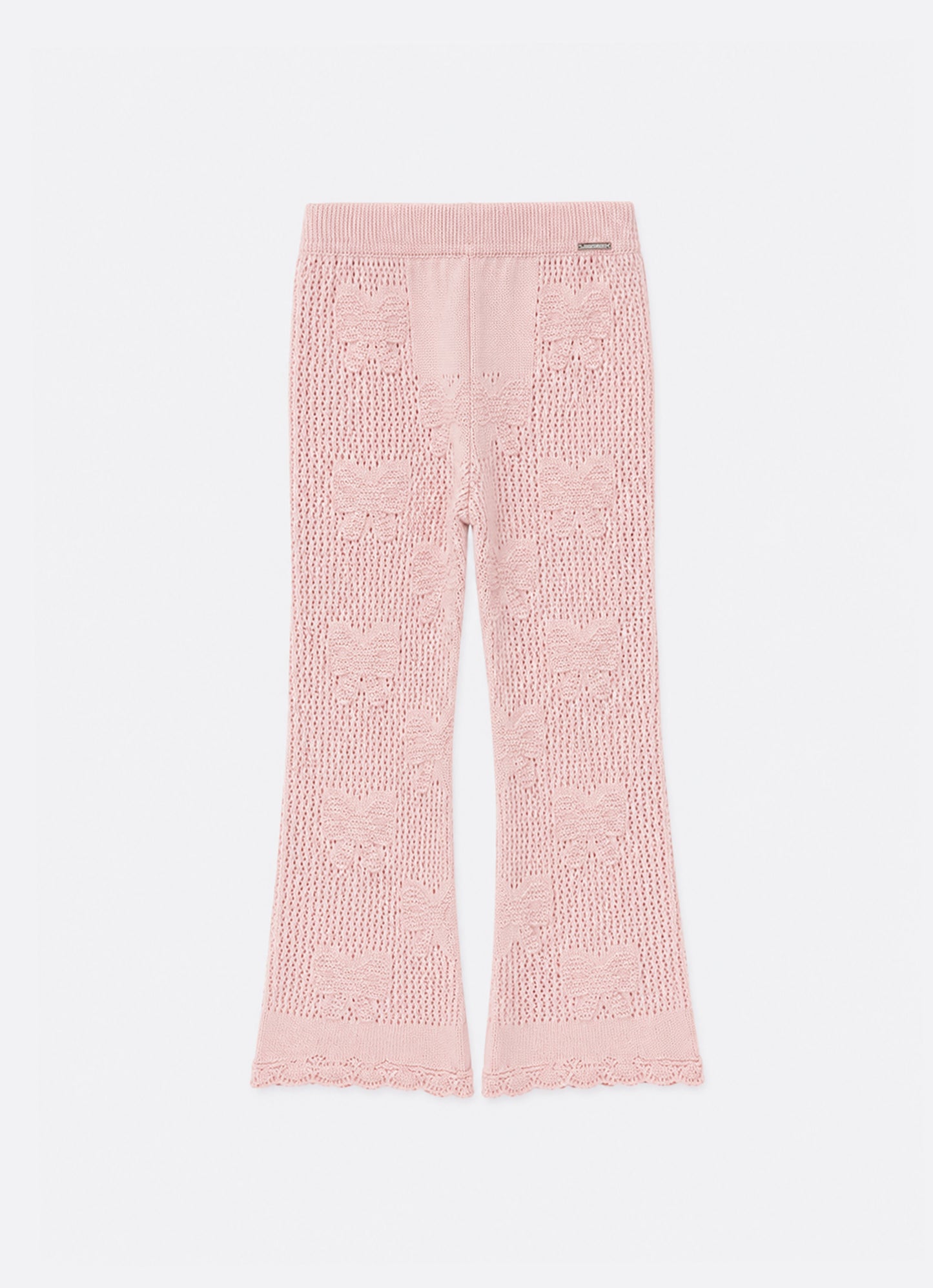Calça Tricot Ponto Rendado Laços