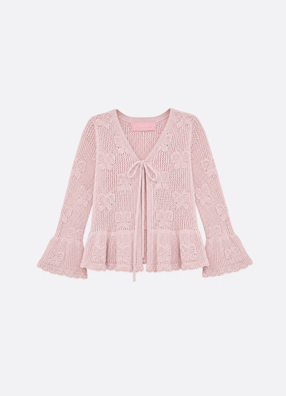 Casaco Tricot Ponto Rendado Laços