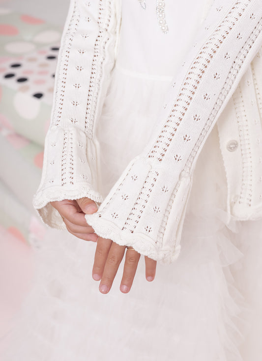 Casaco Tricot Ponto Renda Botões
