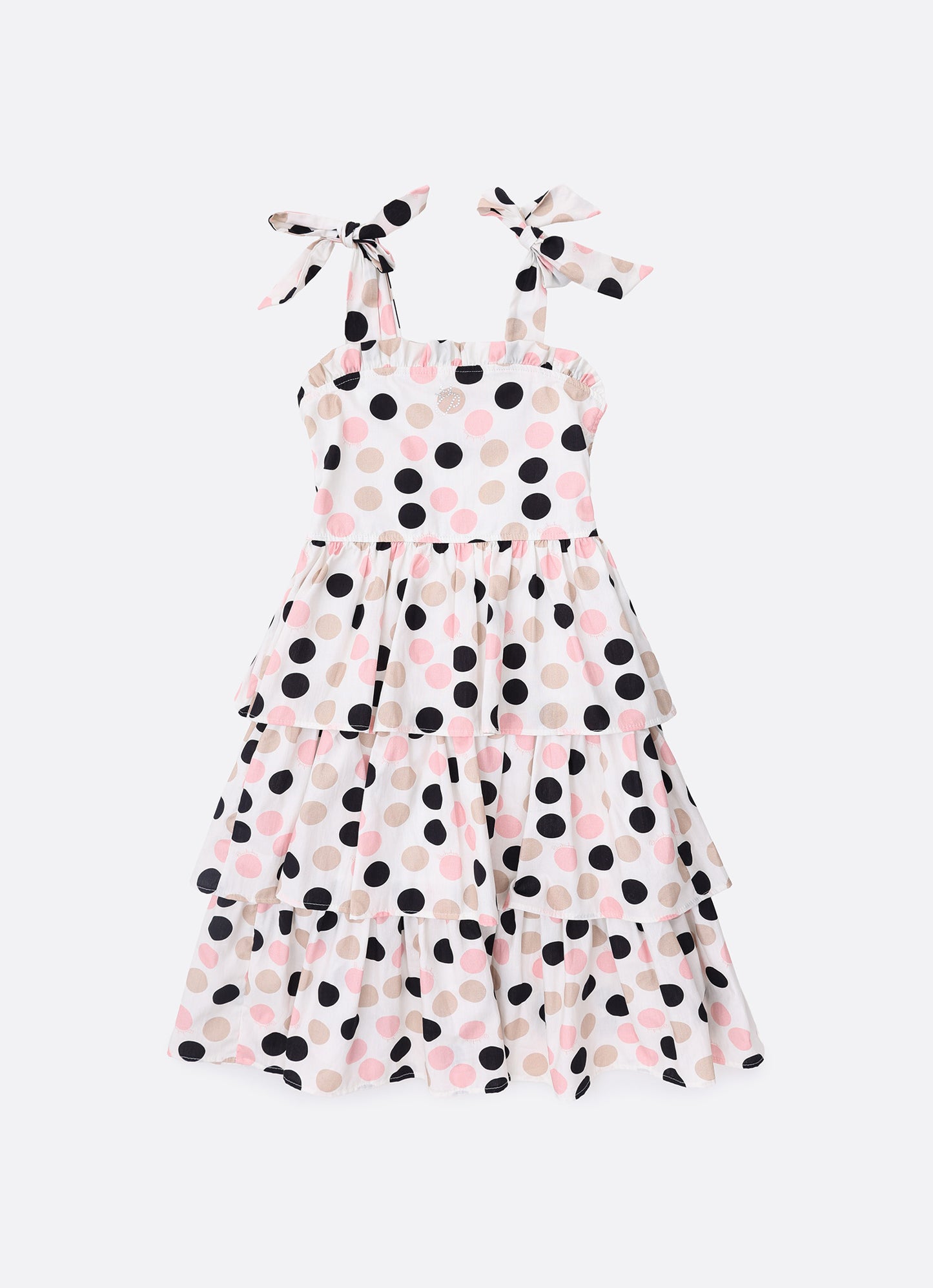 Vestido Algodão Poá Babados