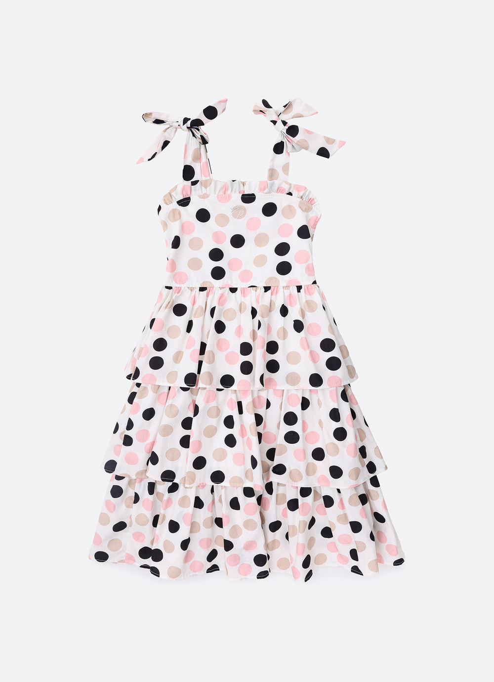 Vestido Algodão Poá Babados
