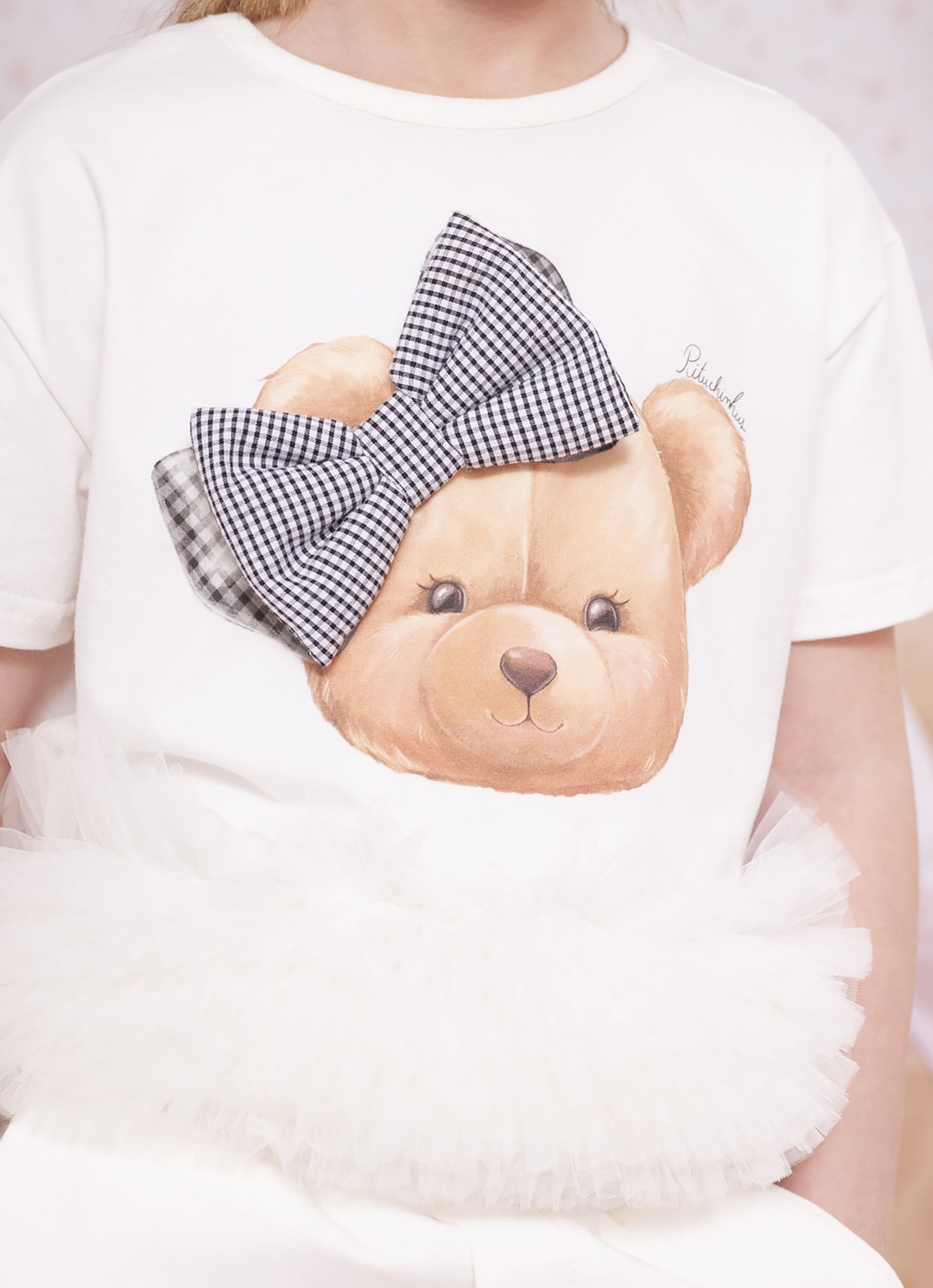 Blusa Cotton Ursinha Barra Tule
