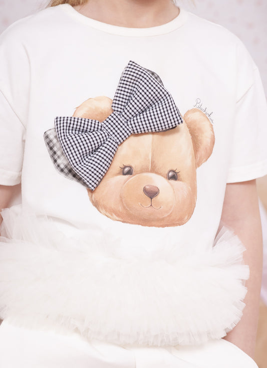 Blusa Cotton Ursinha Barra Tule